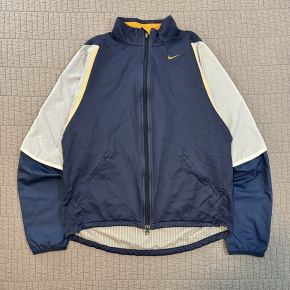 Vtg Y2K Nike Jacket Men Medium Blue Sphere Pro Windbreaker Track Run Swoosh Zip - Picture 1 of 16